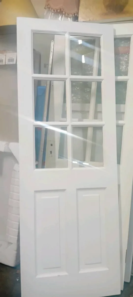 Pair Of Painted Teak French Doors - Image 1