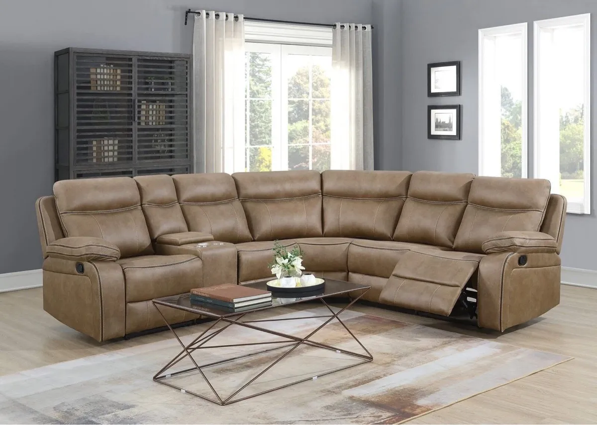 New Tan Brown Washington Recliner Sofa - Image 1