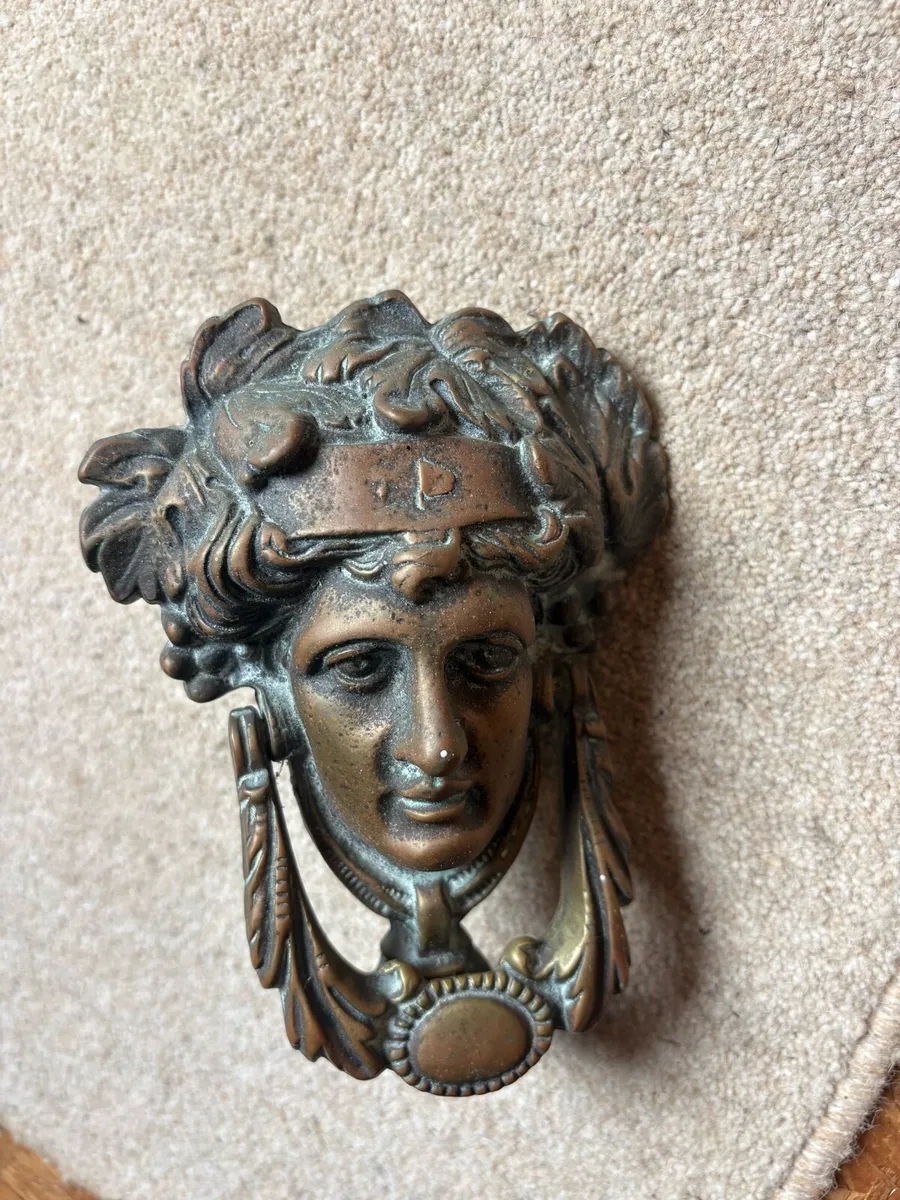 Vintage Brass Lady Head Door Knocker