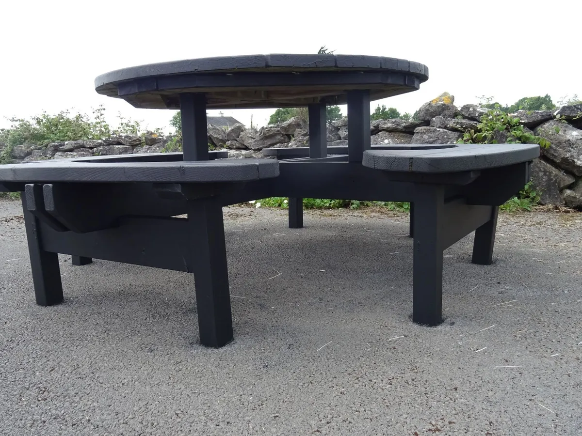 Solid wood garden table and benches 8 seater - Image 4