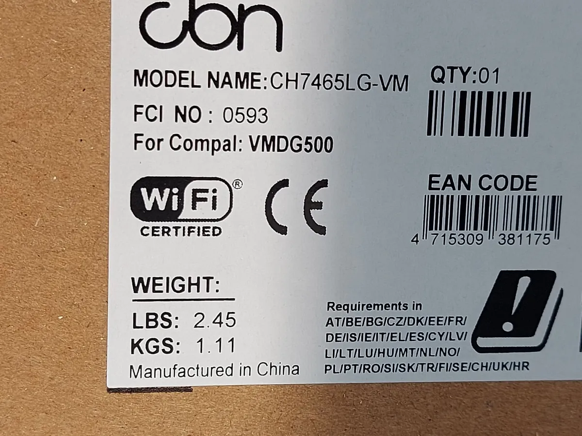 NEW CBN Virgin Media Router, Model CH7465LG-VM, VM - Image 3