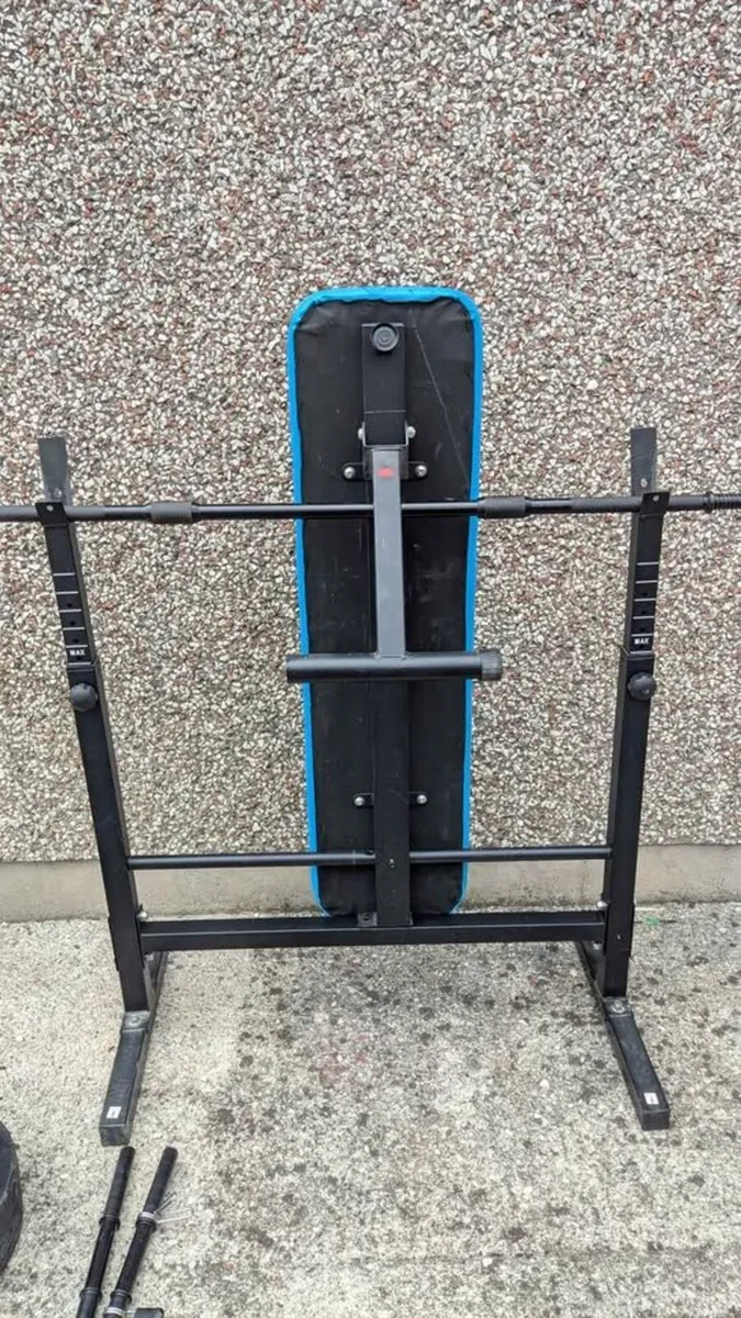 60 KG BARBELL SET WITH FOLDING WEIGHT BENCH - Image 2