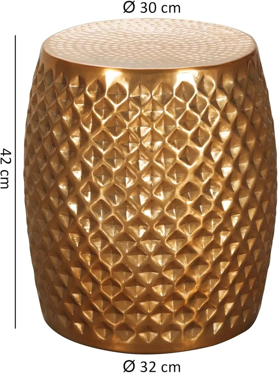 Gold Hammered Aluminium Side Table Round Accent Ta - Image 3