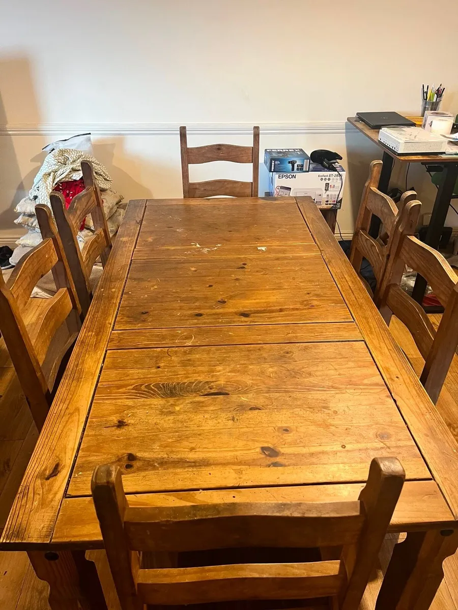 Solid wood table and chairs - Image 1