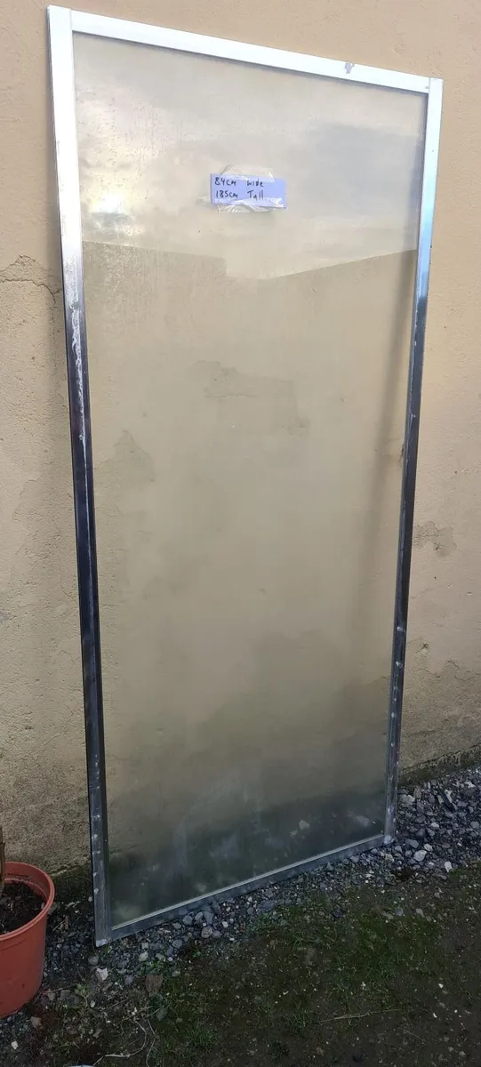 Chrome framed shower door and glass side panel - Image 1