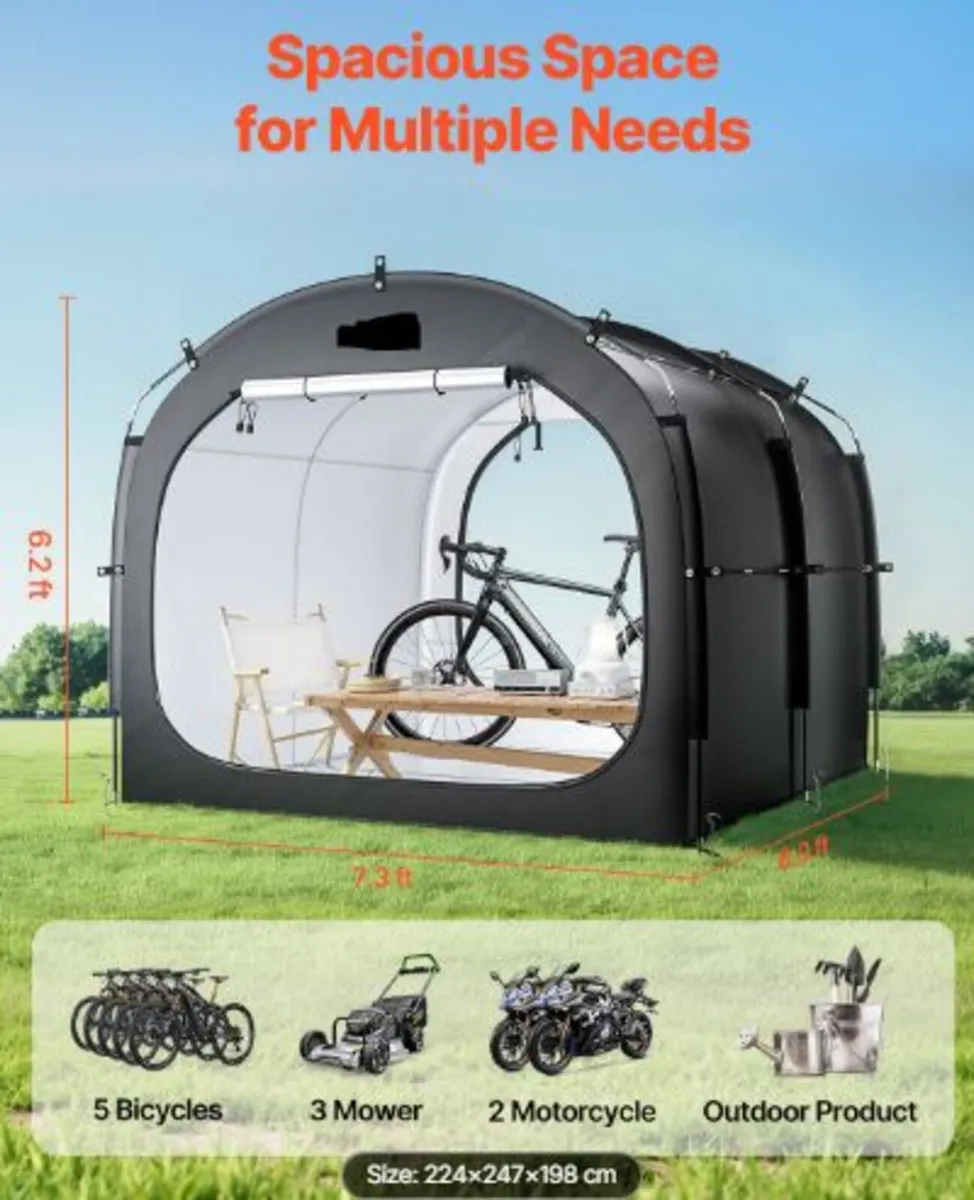 Bike Storage Tent, 5 Bikes, Outdoor Spacious Bike - Image 3