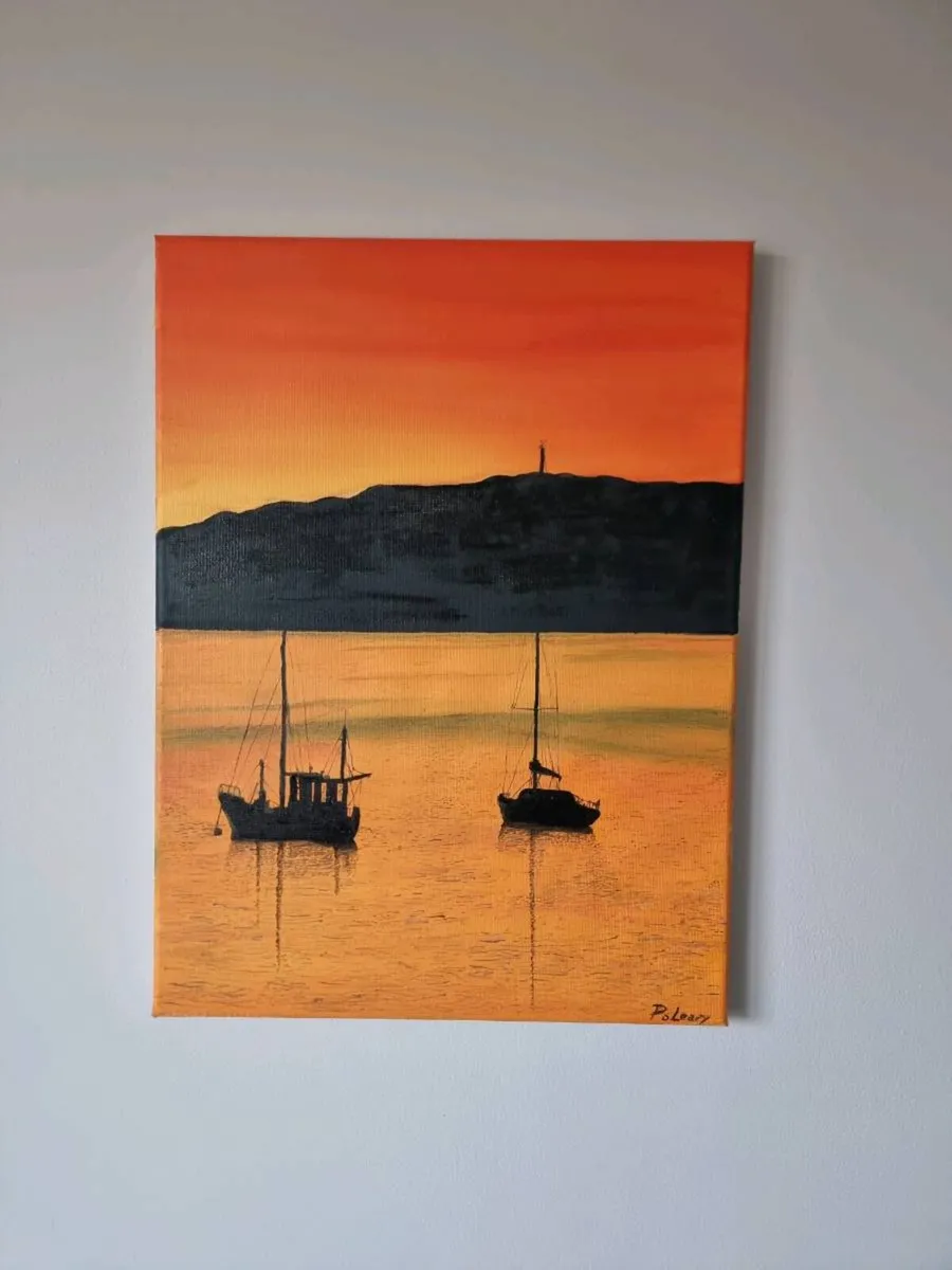 Sail boats at dusk 16"x12"