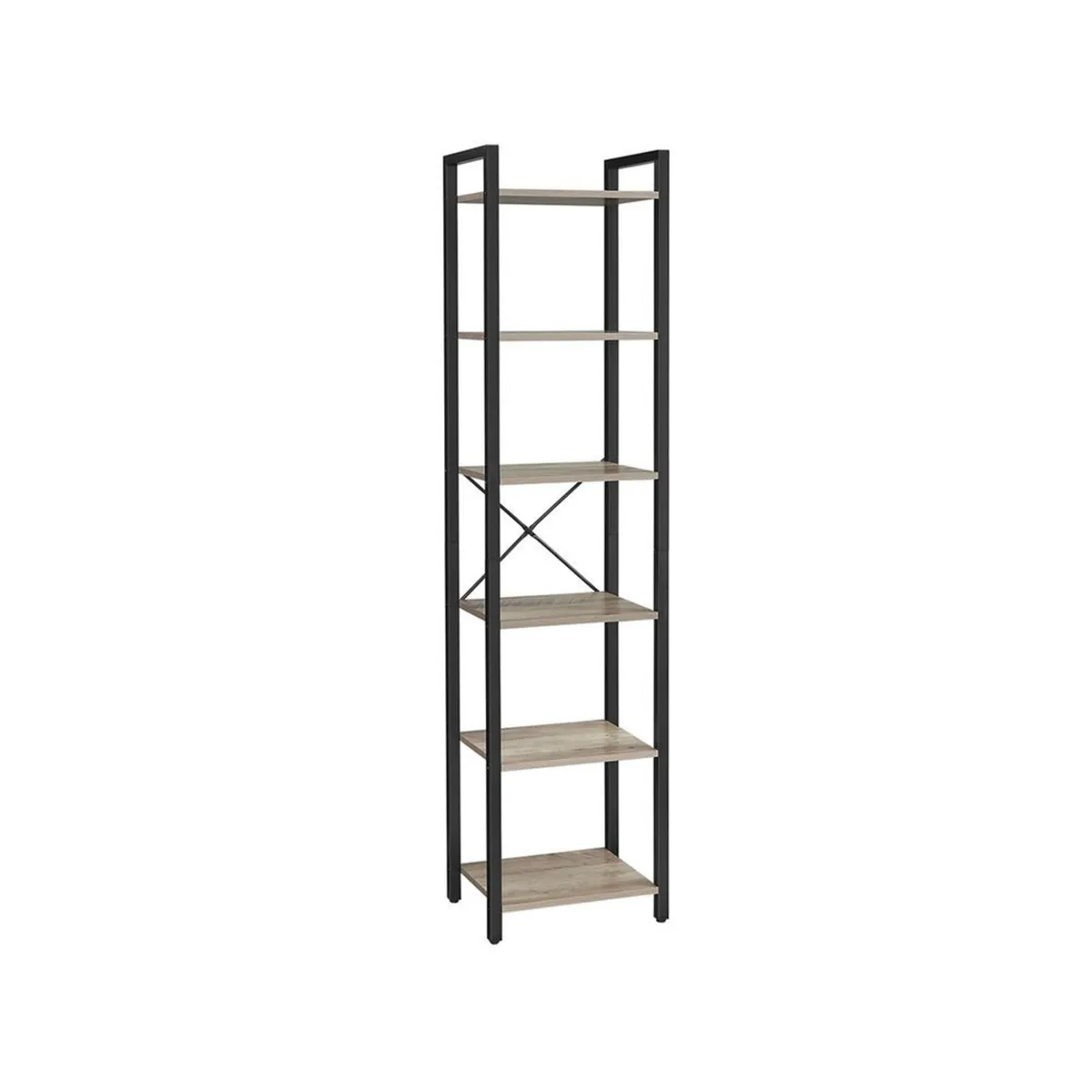 Industrial 6-Tier Bookshelf Tall Narrow - Image 2