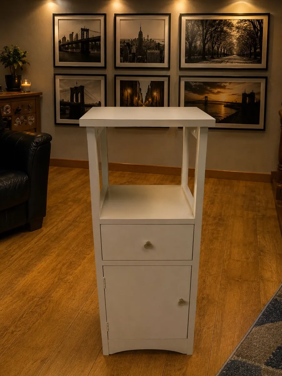 White Wooden Storage Cabinet / Side Table