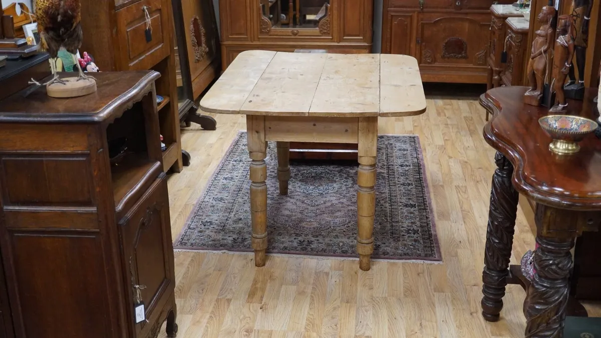 Victorian Pine Drop Leaf Farmhouse Table - Image 1
