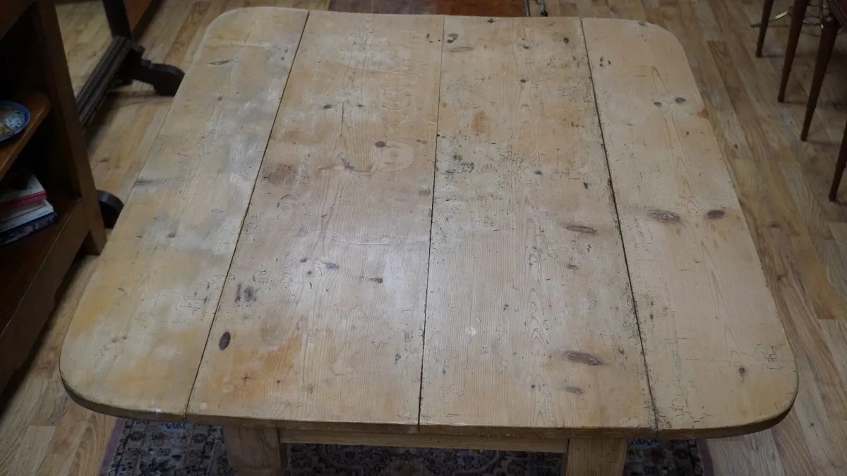 Victorian Pine Drop Leaf Farmhouse Table - Image 3
