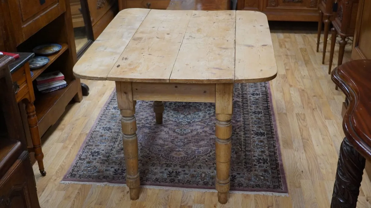 Victorian Pine Drop Leaf Farmhouse Table - Image 2