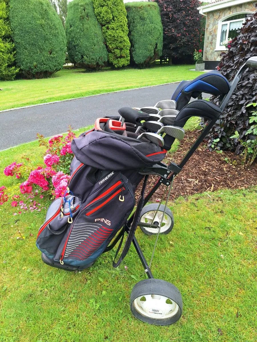 Golf clubs. Ping, full set, bag abd trolley. - Image 1