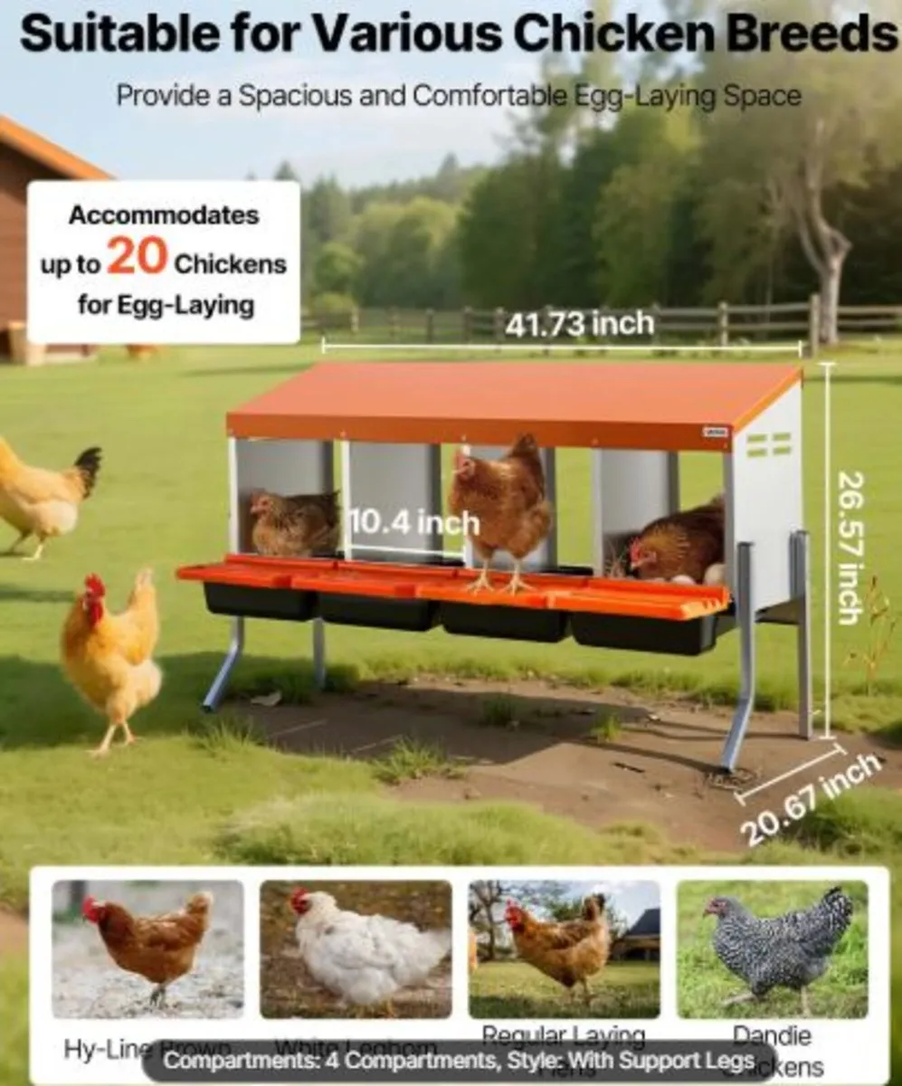 Chicken Nesting Boxes, 4 Compartments,with Support - Image 2