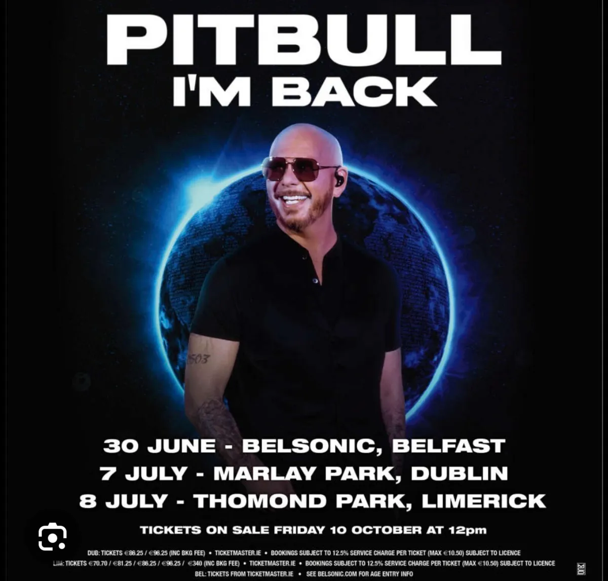 Pitbull Tickets x 4