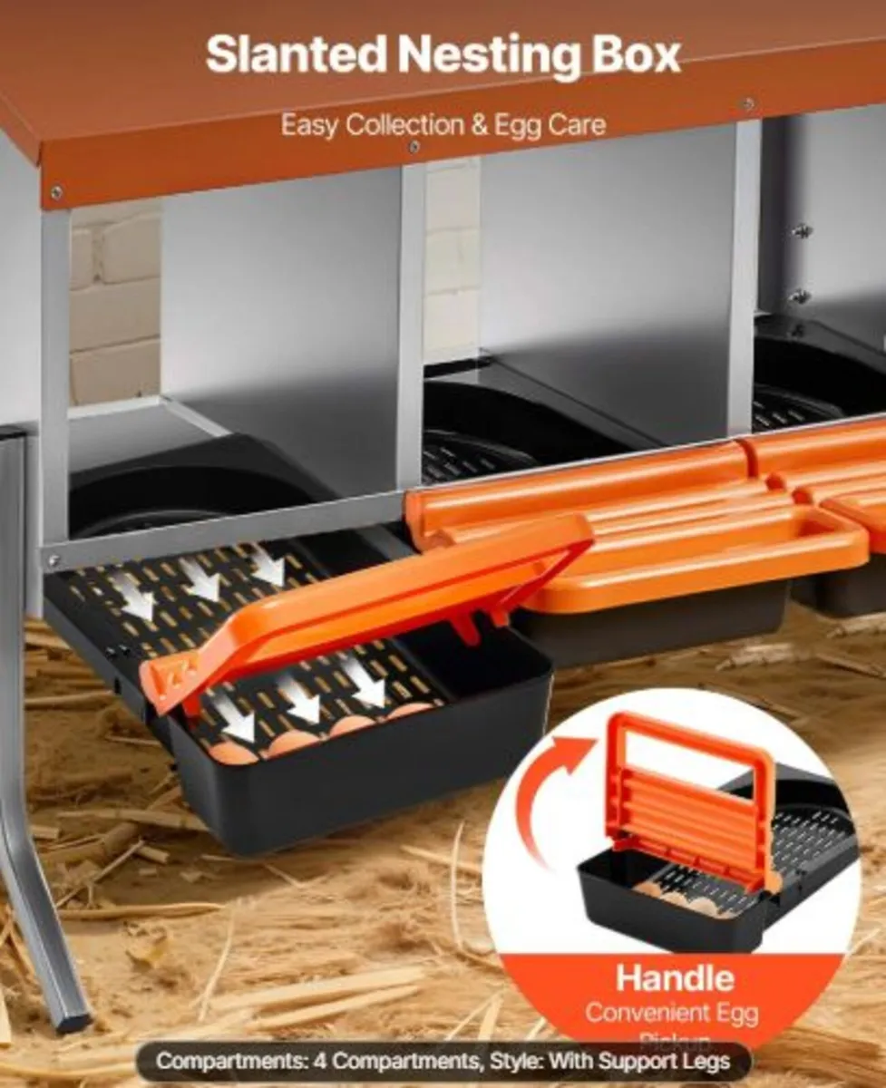Chicken Nesting Boxes, 4 Compartments,with Support - Image 3