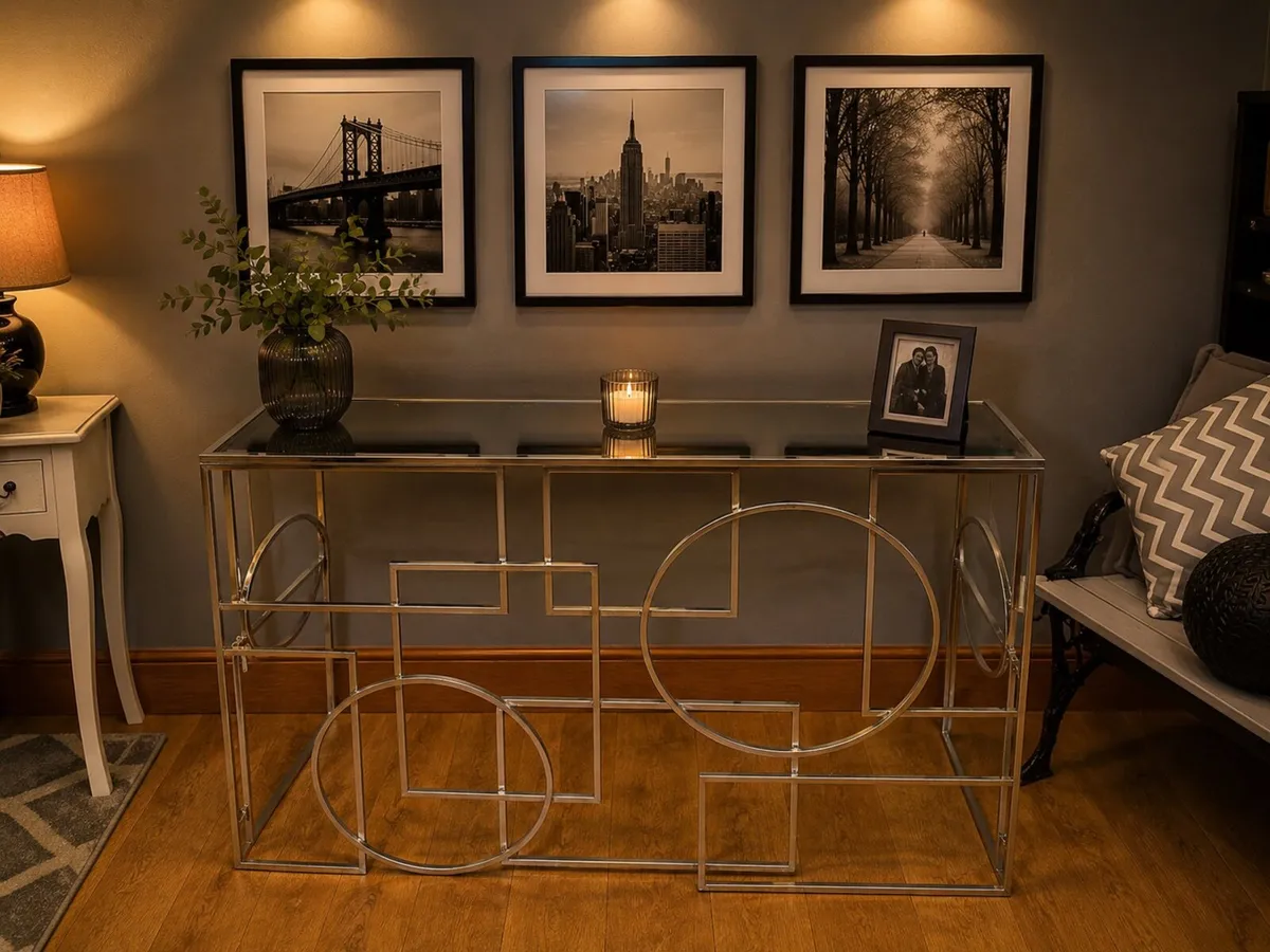 Modern Metal & Glass Console Table