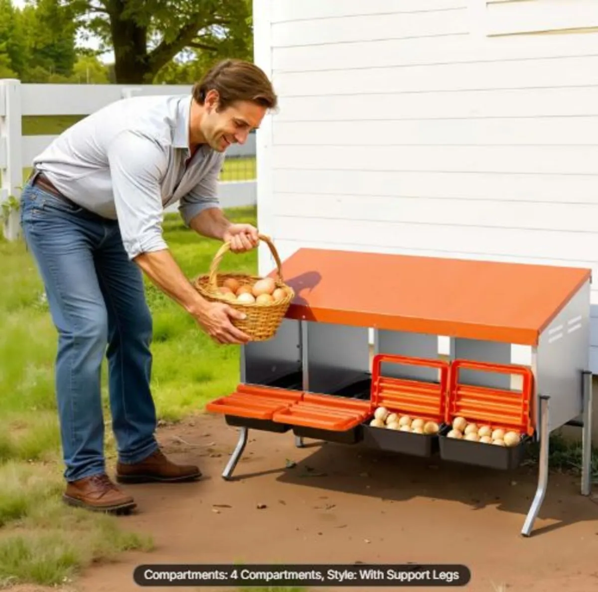Chicken Nesting Boxes, 4 Compartments,with Support - Image 4
