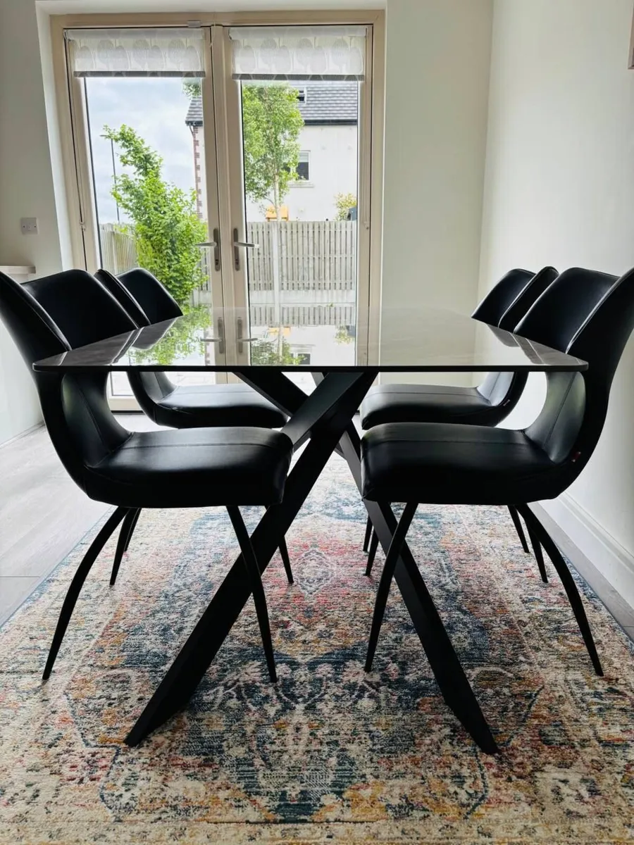 Elana 1.6m dining table (grey) with 4 chairs - Image 4