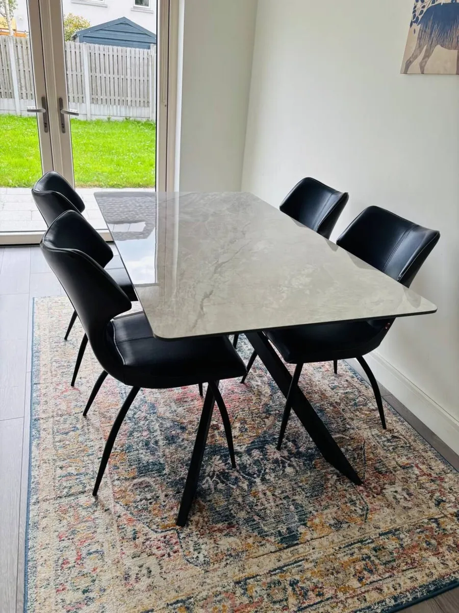 Elana 1.6m dining table (grey) with 4 chairs - Image 1