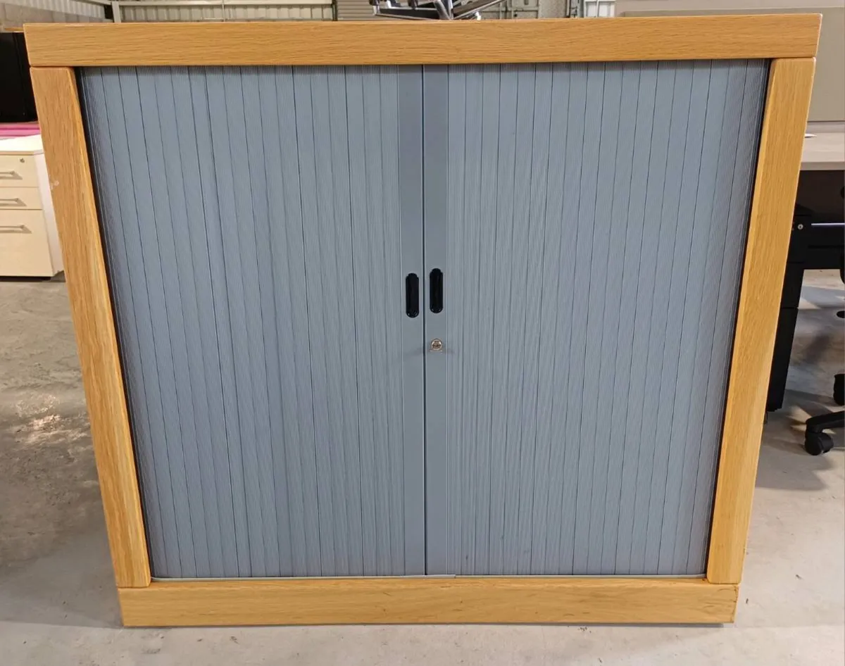 Oak Wooden Tambour Cabinet - Image 1