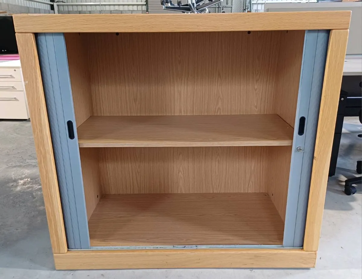 Oak Wooden Tambour Cabinet - Image 2