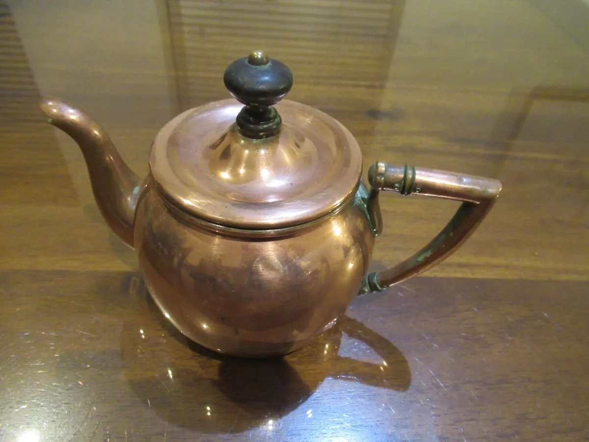 antique vintage copper teapot cottage farm gift - Image 4