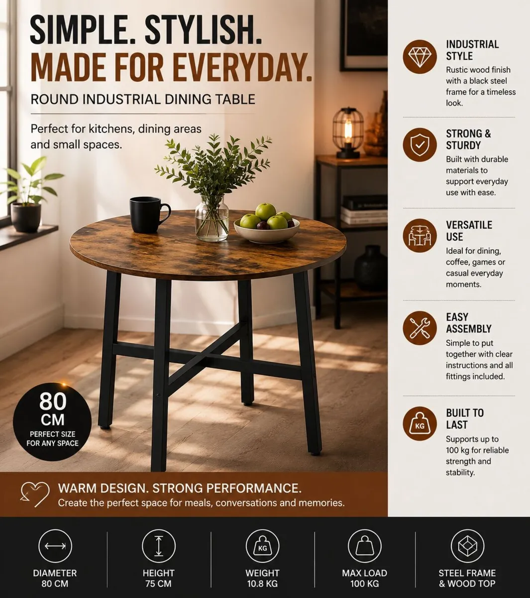Round Industrial Dining Table - Image 1