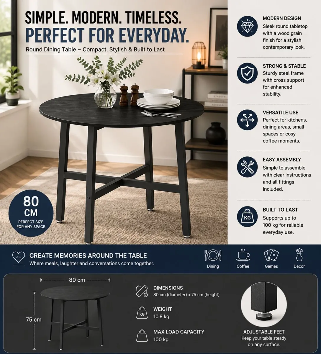 Round Industrial Dining Table - Image 1