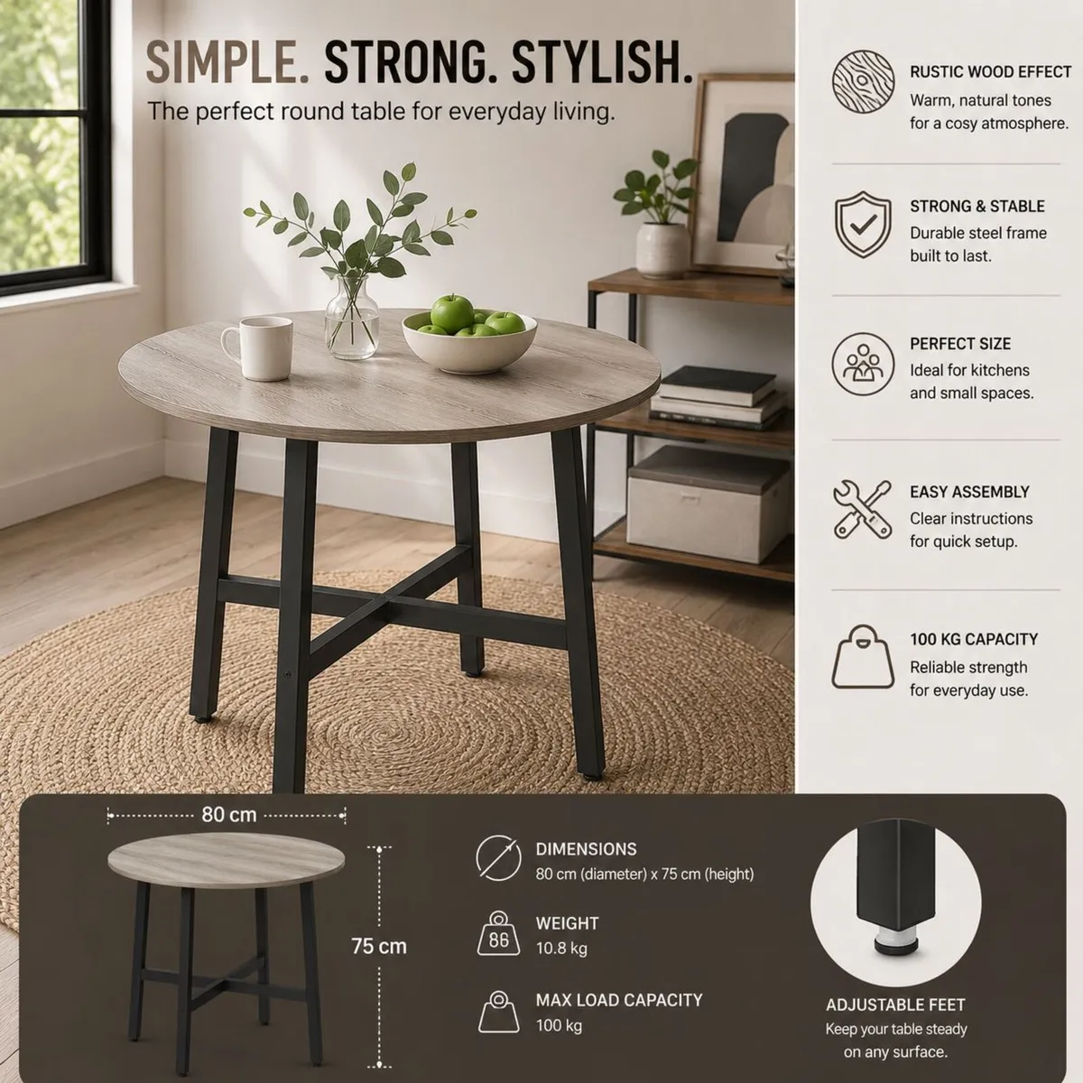 Round Industrial Dining Table - Image 4