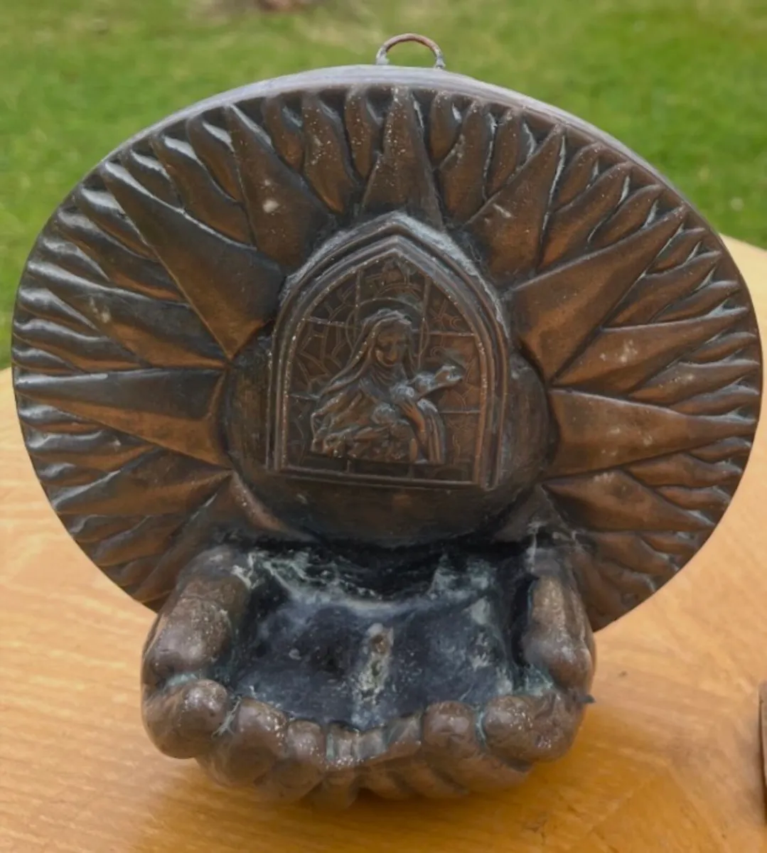 Vintage Holy water font and statue - Image 3