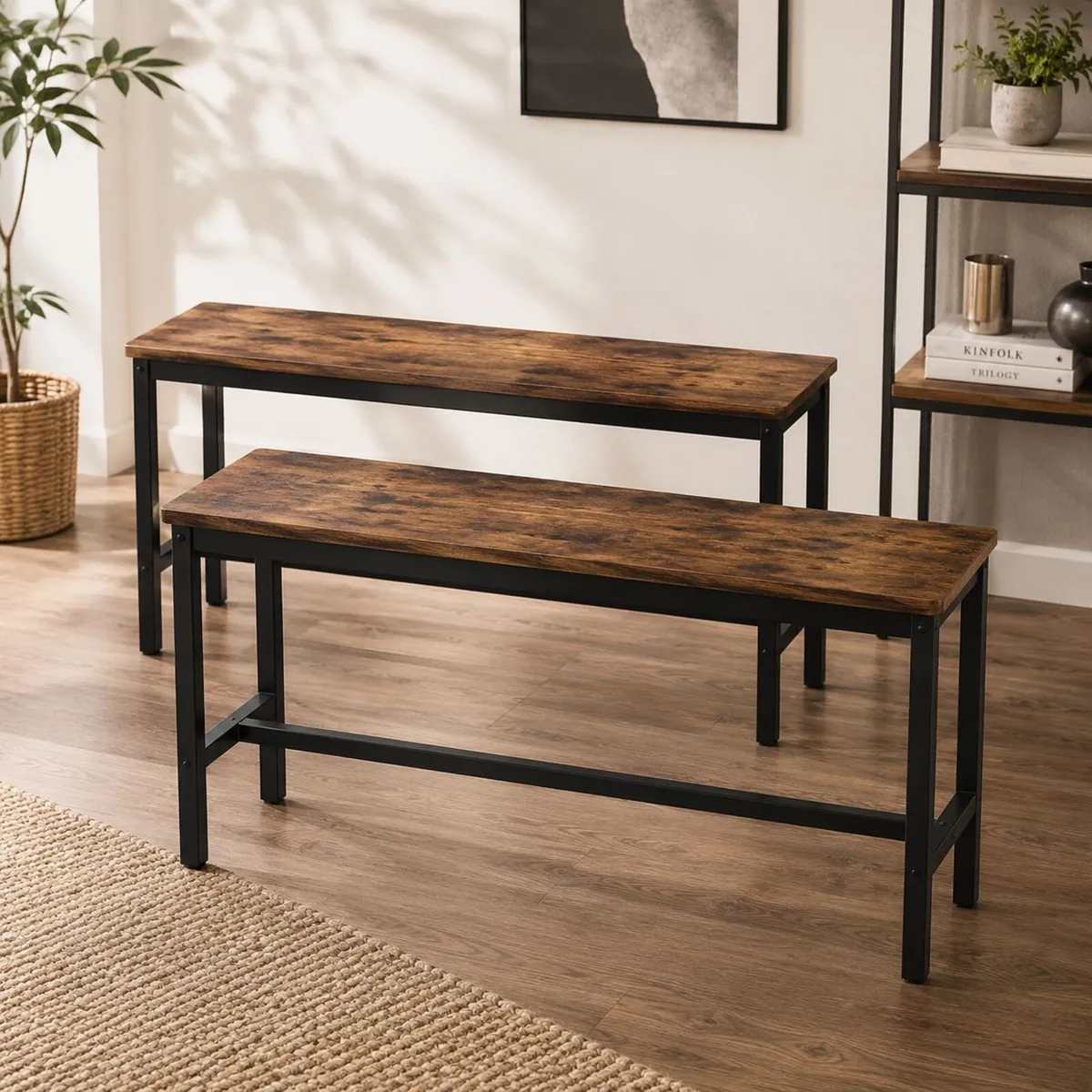 Industrial Dining Benches Set of 2 - Image 3