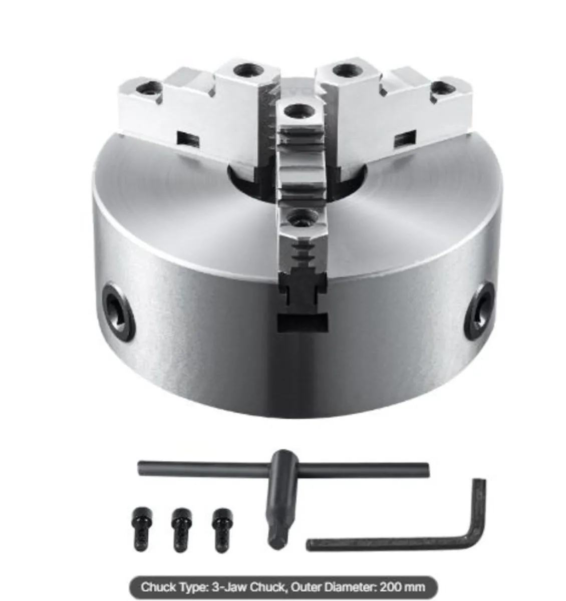 3-Jaw Lathe Chuck,8'', Self-Centering Lathe Chuck - Image 1