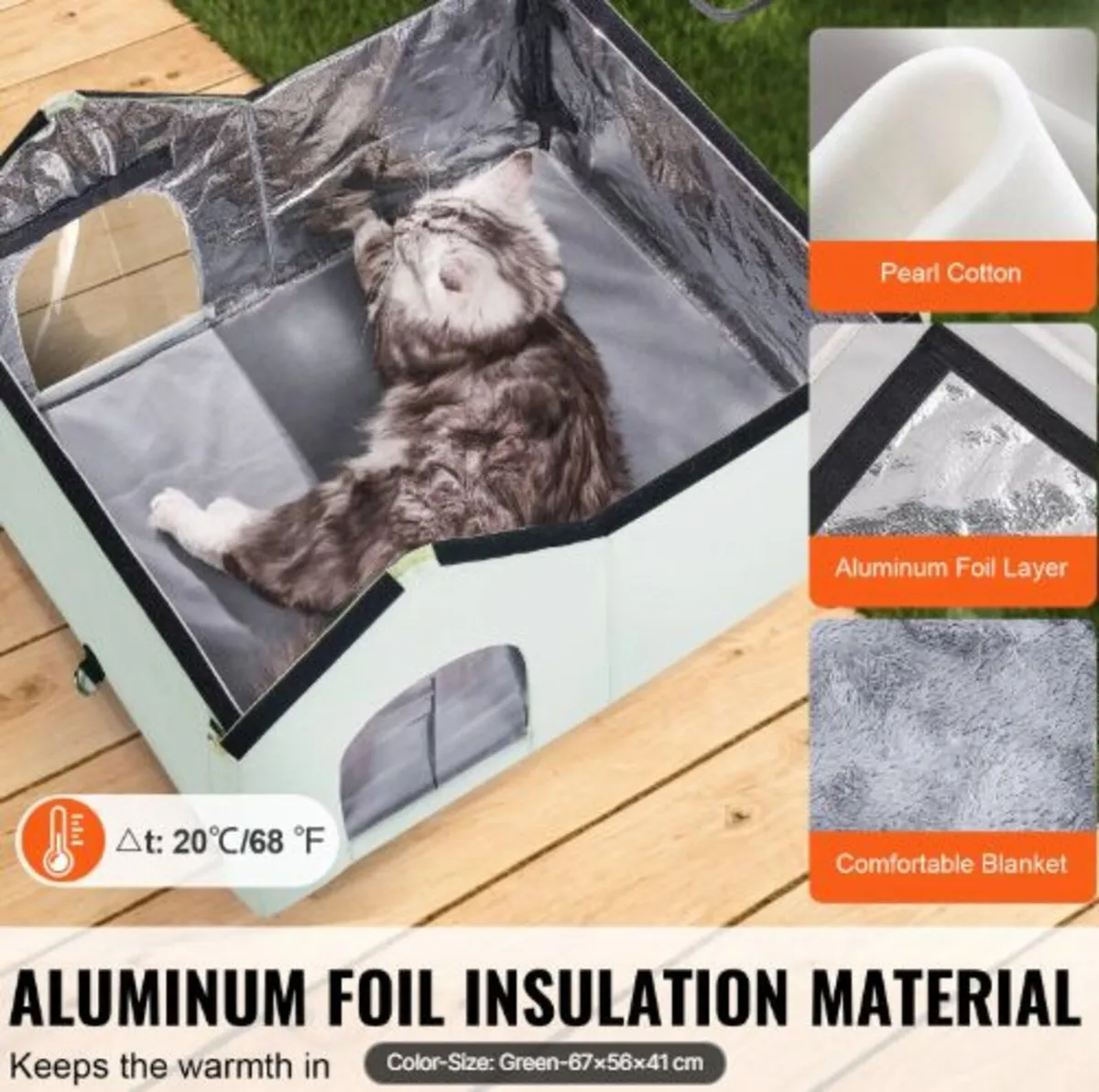 Heated Cat House, Outdoor Kitty Shelter - Image 2