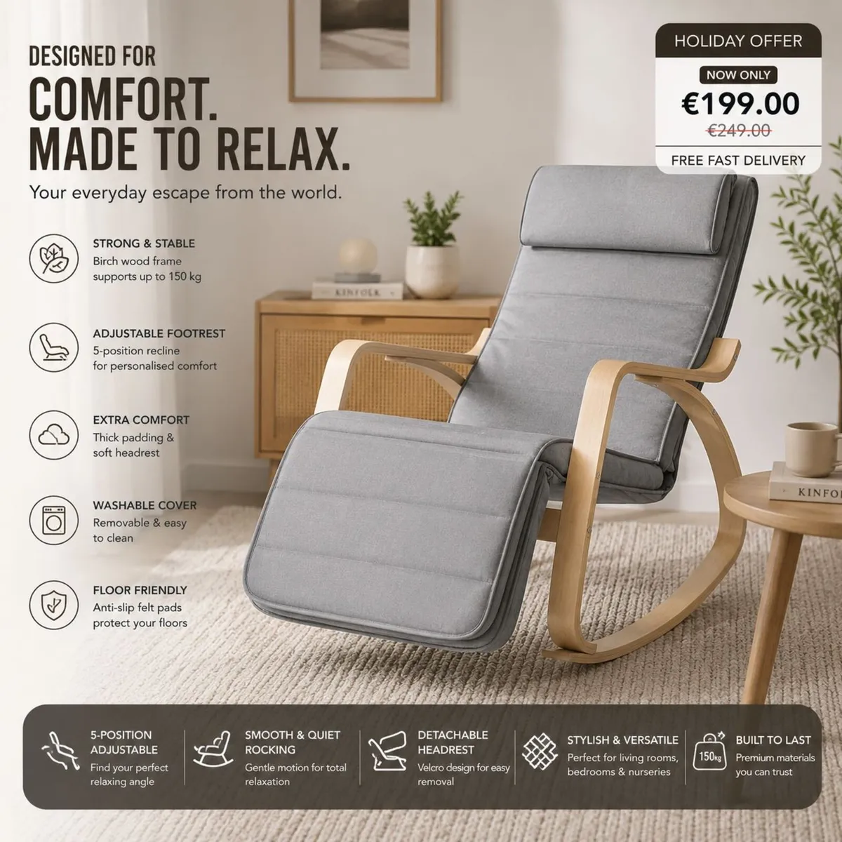Rocking Chair Wooden - Image 3