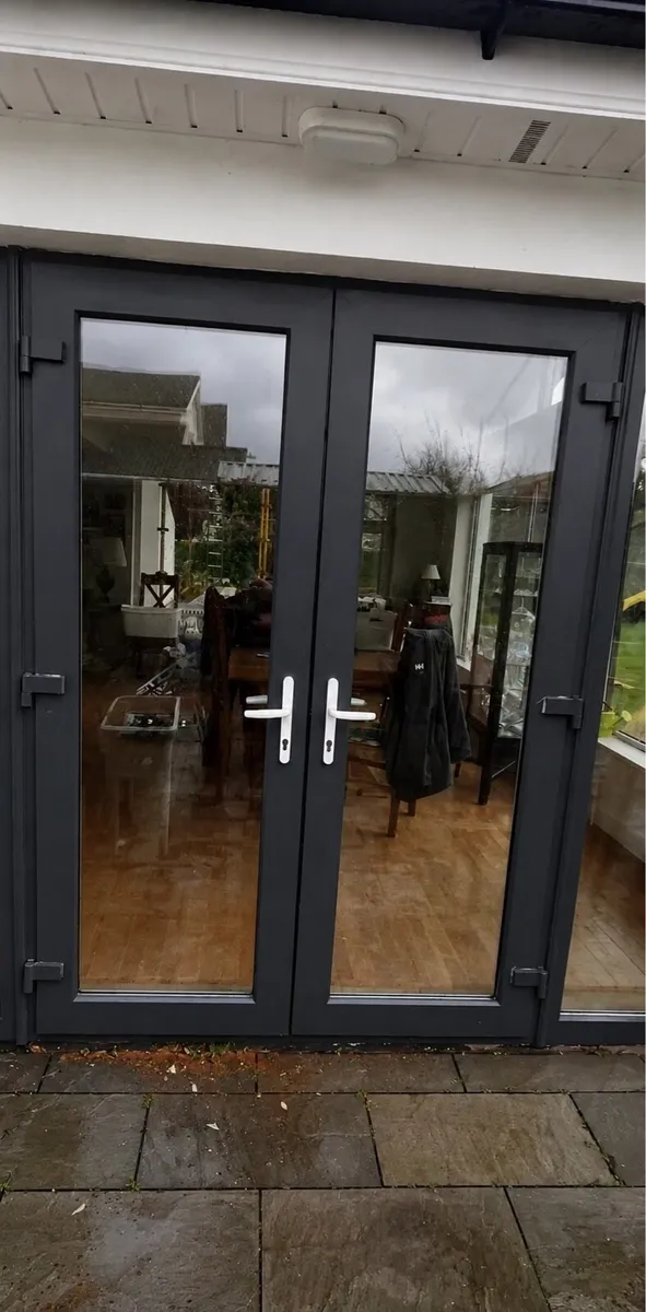 Grey UPVC French Patio Double Door