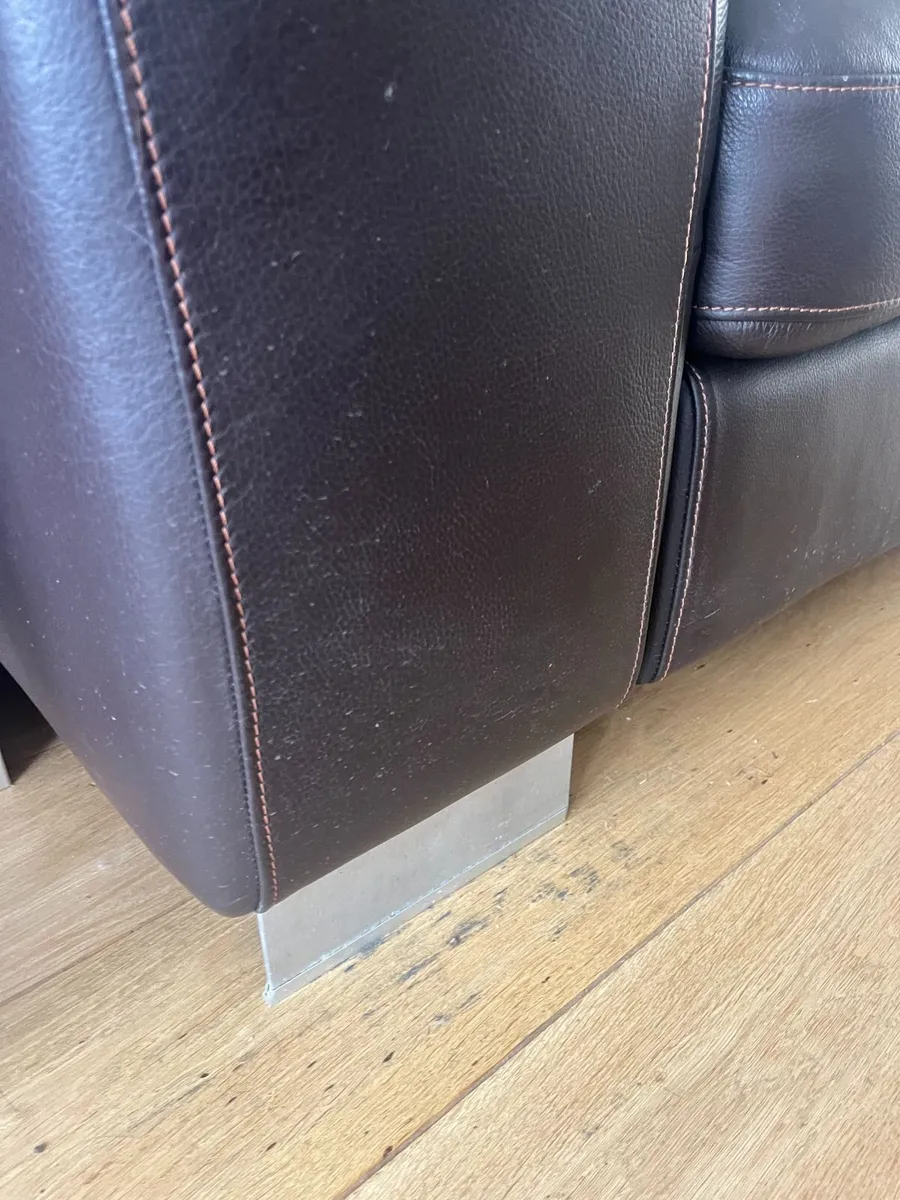 Italian Dark Brown Leather 2 and 3 Seater Sofas - Image 3