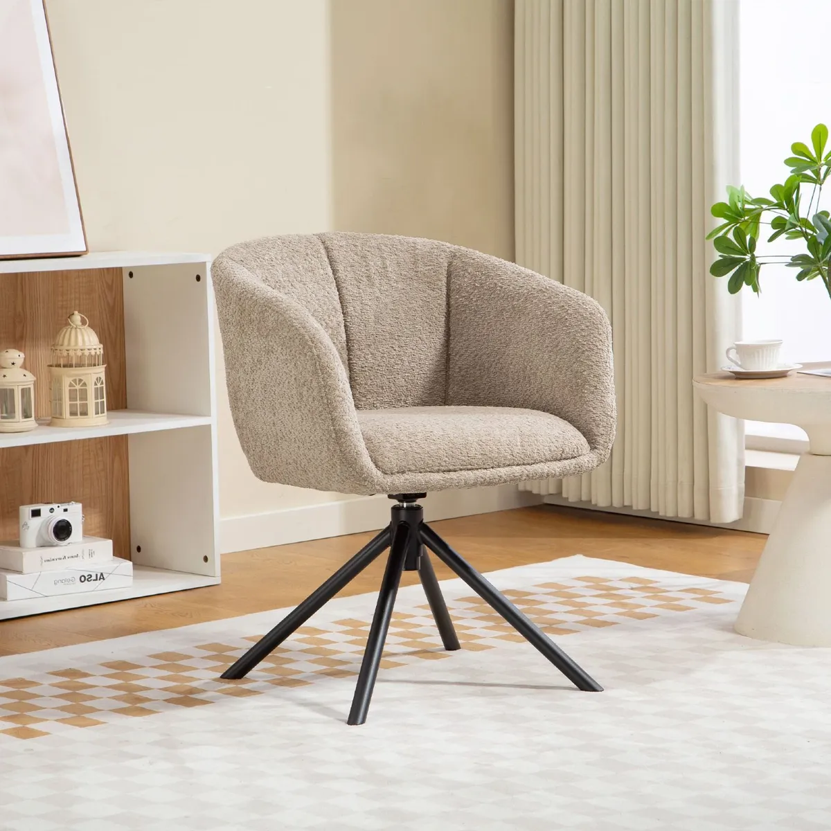 Swivel Armchair with Upholstered Seat Comfortable - Image 1