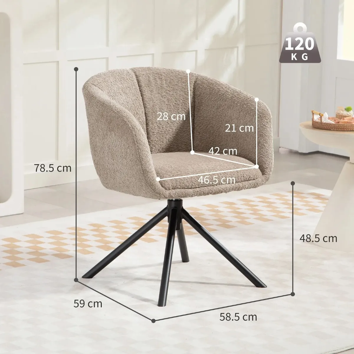 Swivel Armchair with Upholstered Seat Comfortable - Image 2