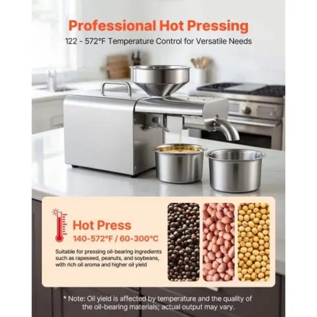 Oil Press Machine, 3.75KG/H Capacity, 750W Oil Ext - Image 2