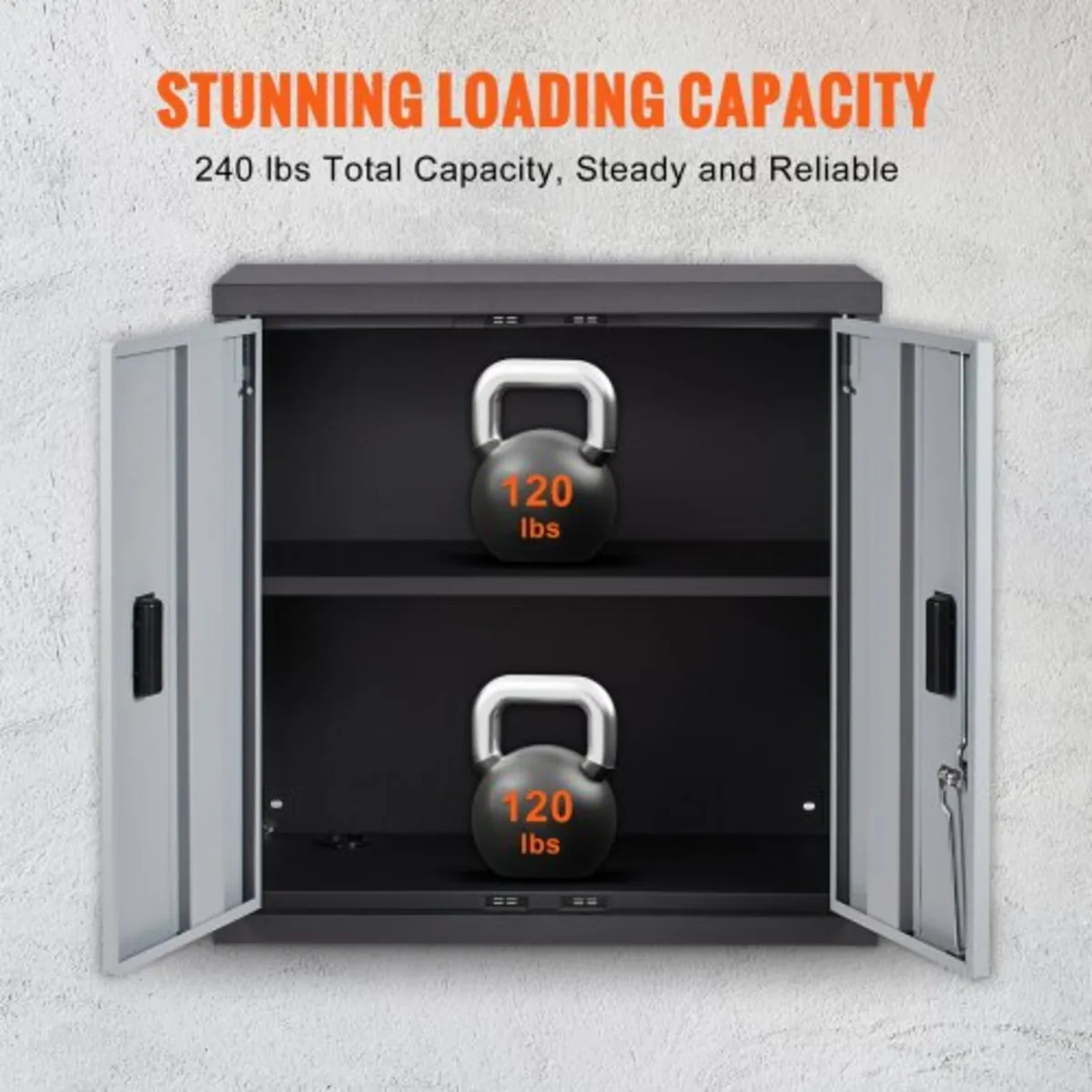 Foldable Wall Cabinet, Metal Garage Locker Mounted - Image 2