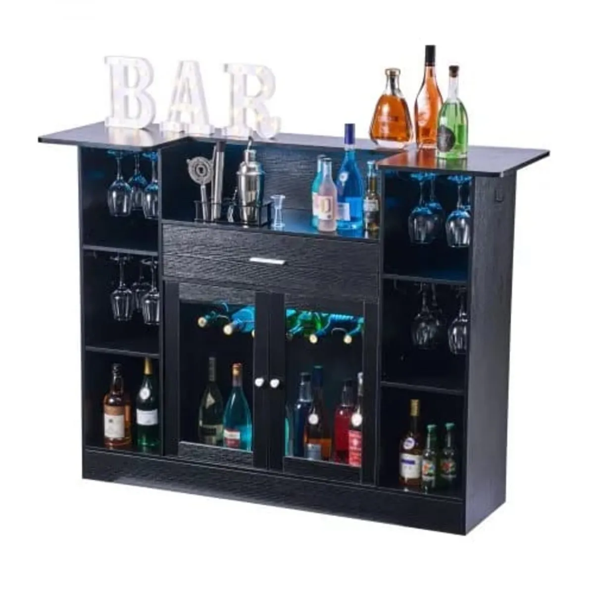 Home Bar Unit, Wine Bar Cabinet Table 4-Tier with - Image 1