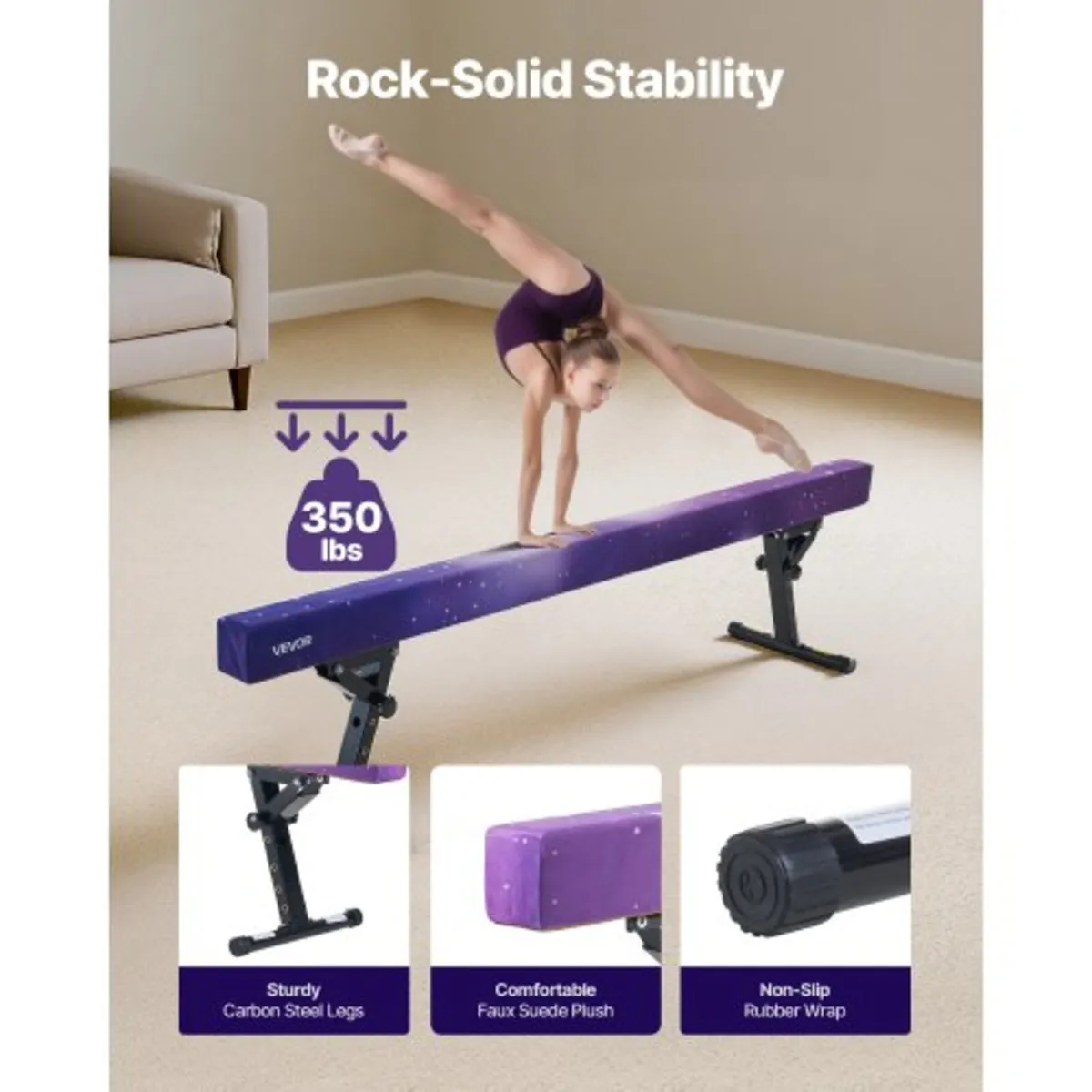 Adjustable Balane Beam for Kids, 8FT Gymnastics Be - Image 3