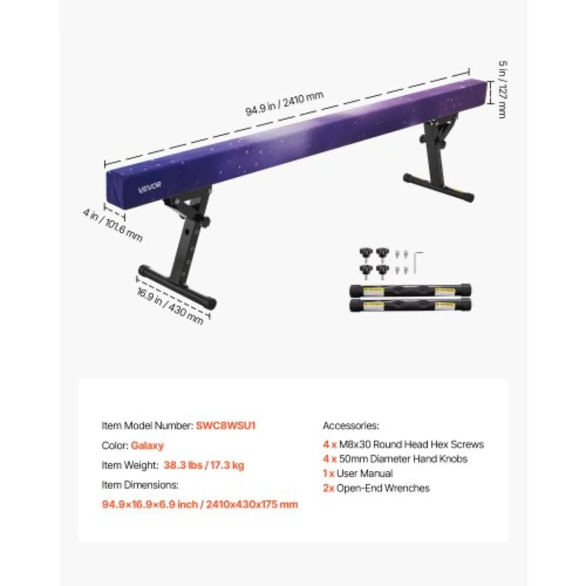 Adjustable Balane Beam for Kids, 8FT Gymnastics Be - Image 4