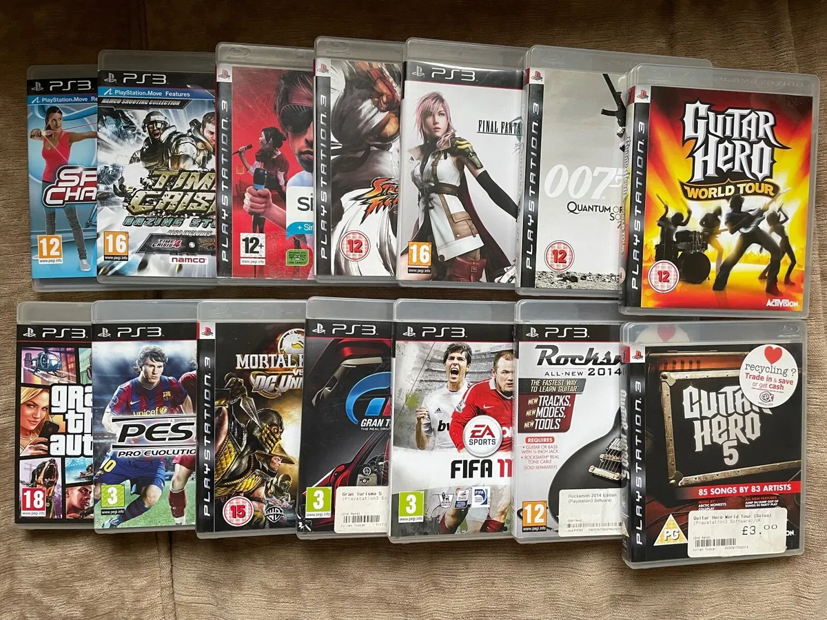 Playstation 3 with games and Guitar Hero drum kit - Image 3
