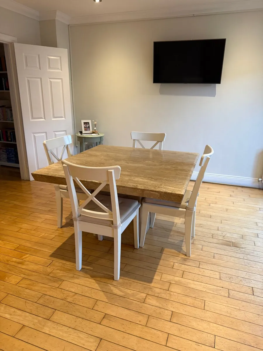 Marble Effect Dining Table & 4 Matching Chairs - Image 1