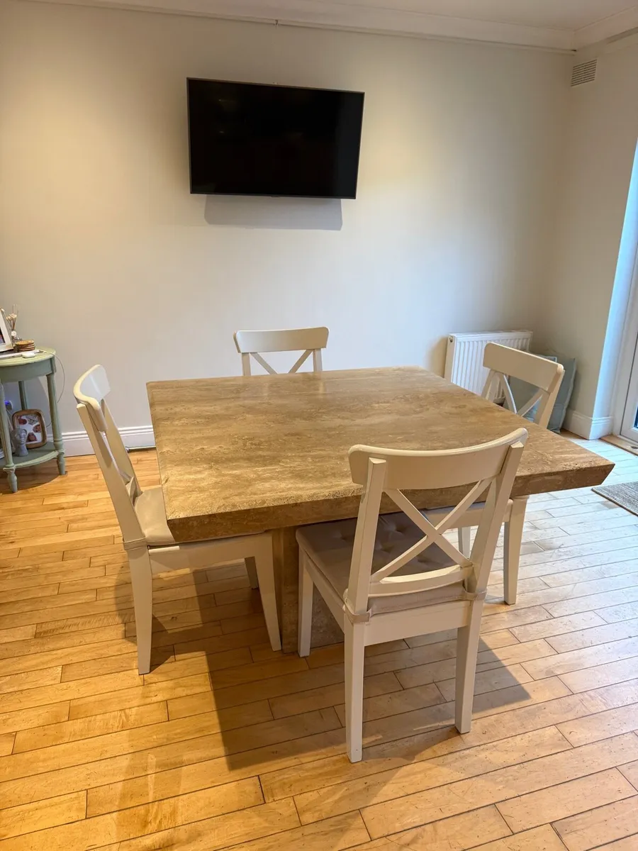 Marble Effect Dining Table & 4 Matching Chairs - Image 2
