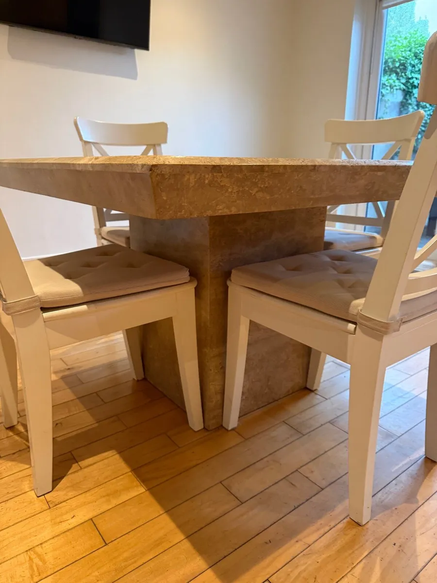 Marble Effect Dining Table & 4 Matching Chairs - Image 3