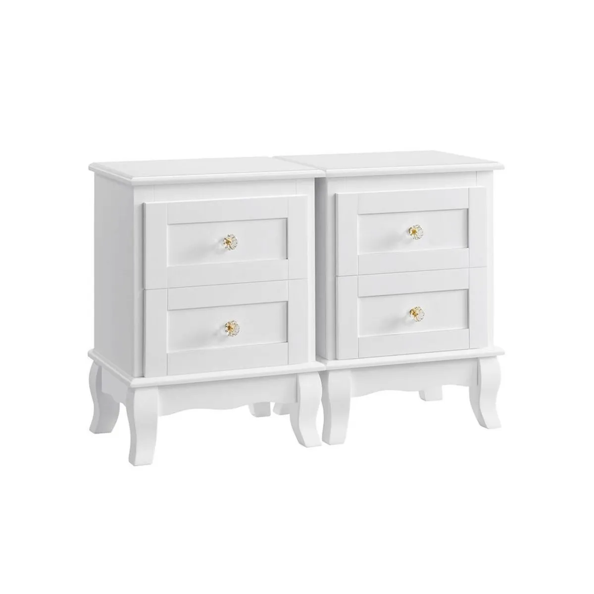 Set of 2 White Bedside Tables with Drawers – Mode - Image 3