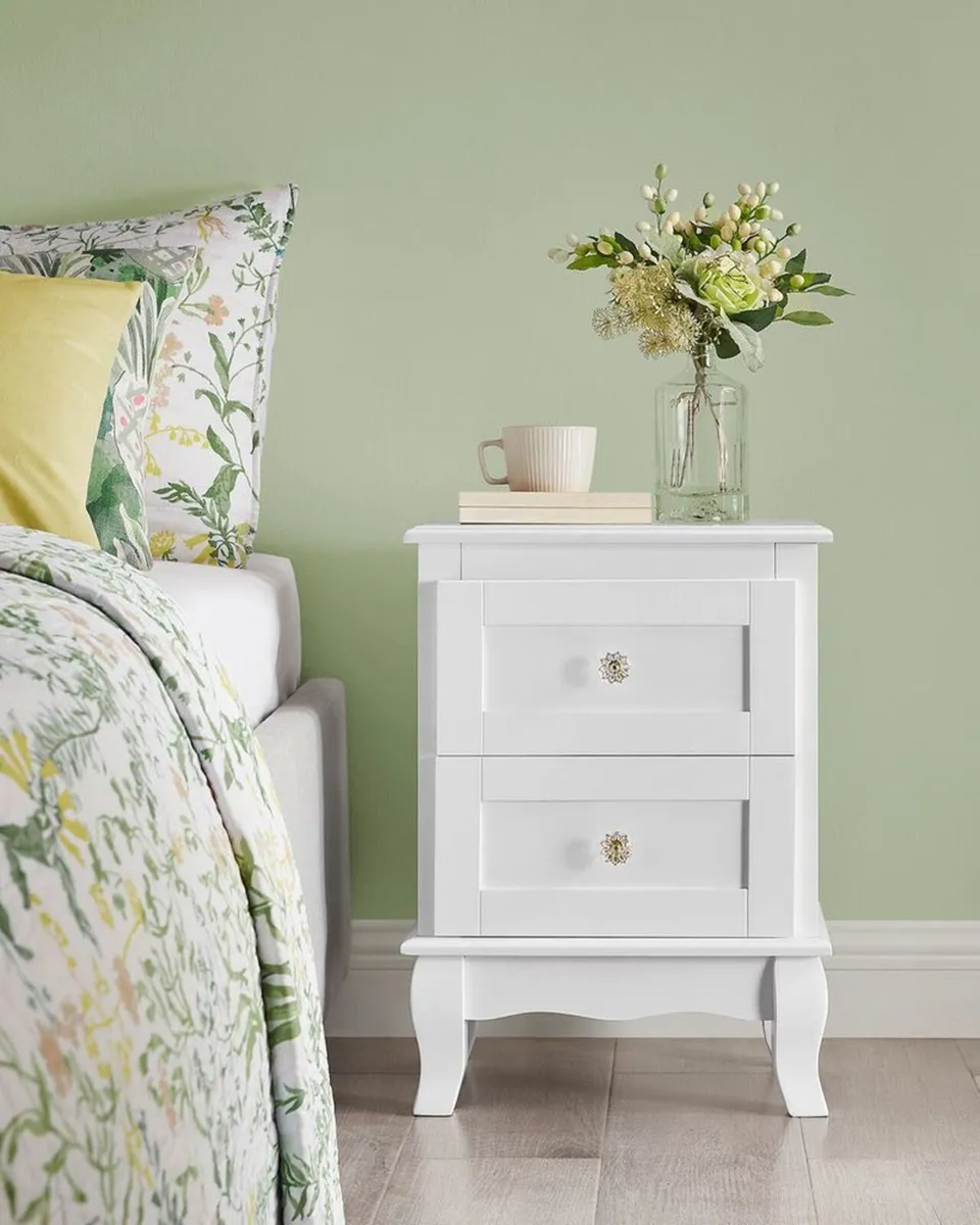Set of 2 White Bedside Tables with Drawers – Mode - Image 4